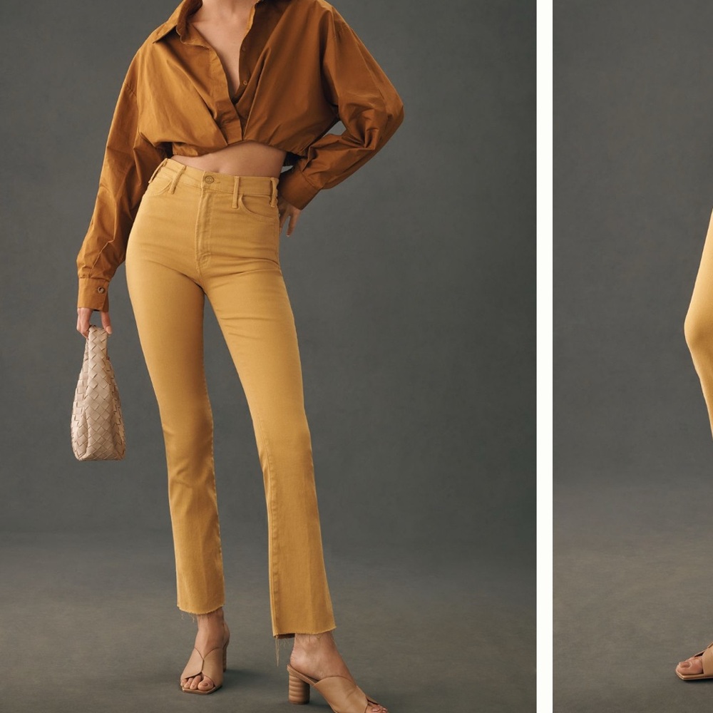 MOTHER Ankle & Cropped Jeans in Mustard